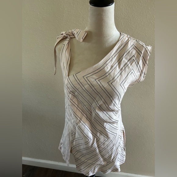 Equipment Femme womens Striped Cream top with Bow Detail size M - Picture 2 of 5
